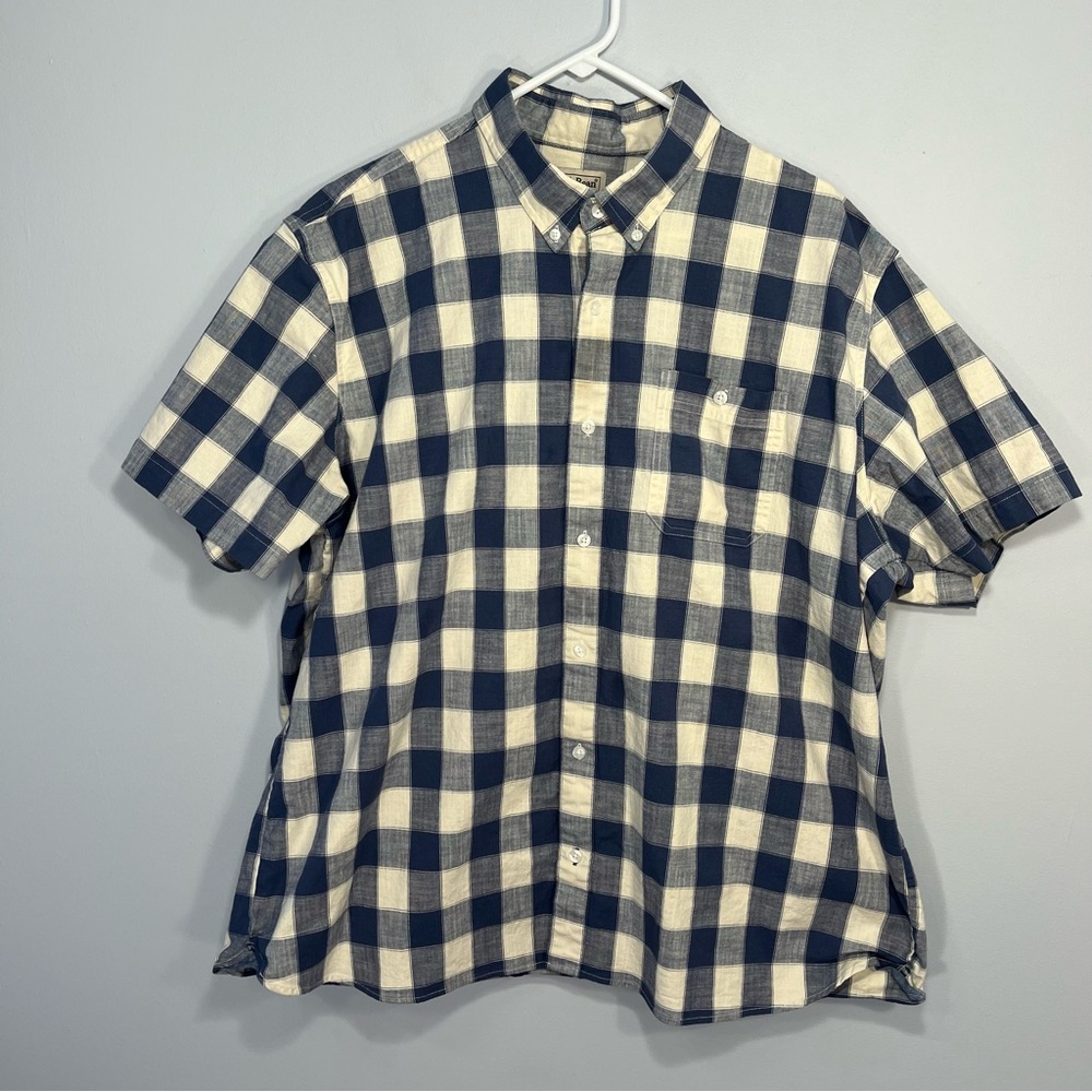 L.L. Bean Blue and White Plaid Casual Button Down Shirt